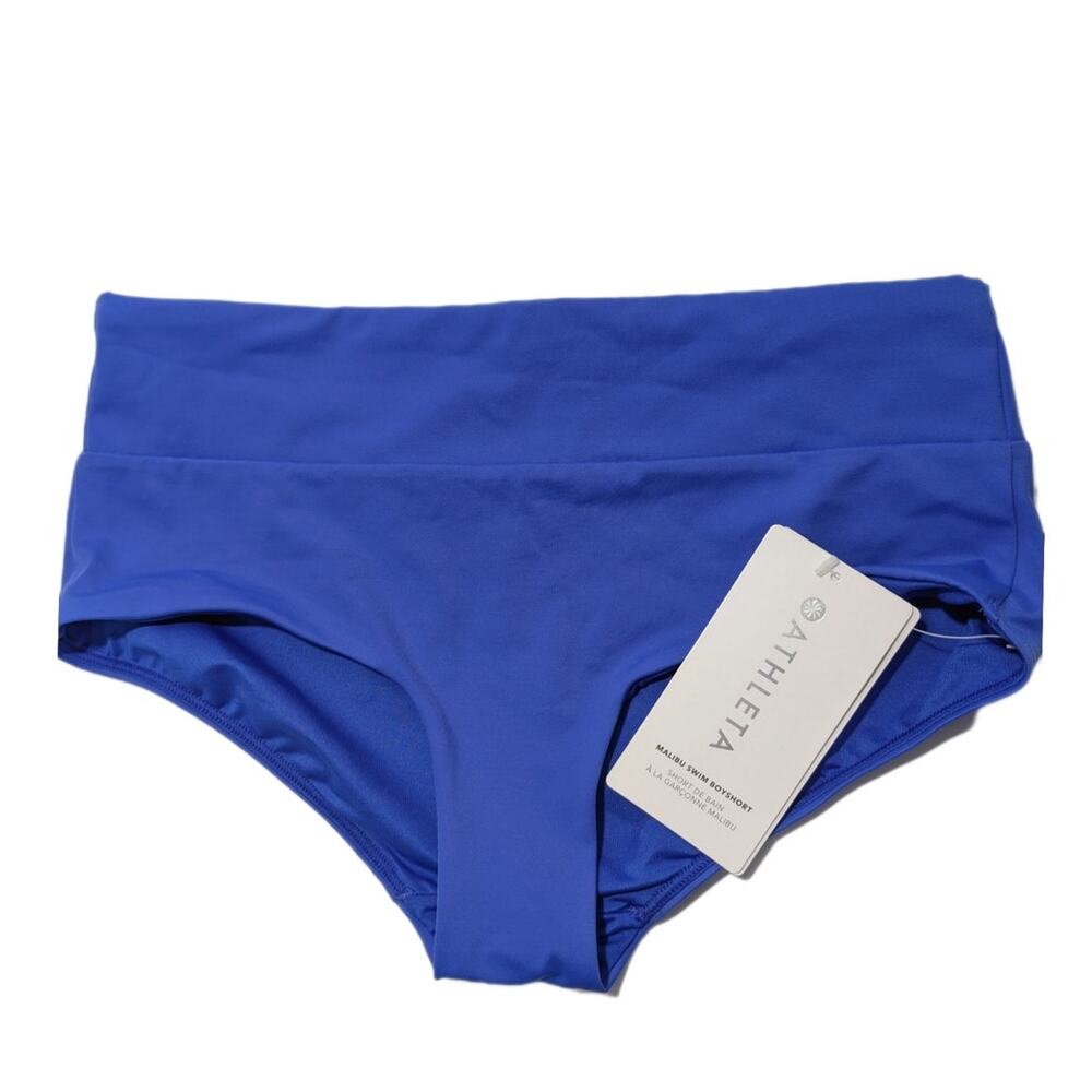 Athleta XS cerulean Malibu boyshort swim bathing suit bottom med rise full seat